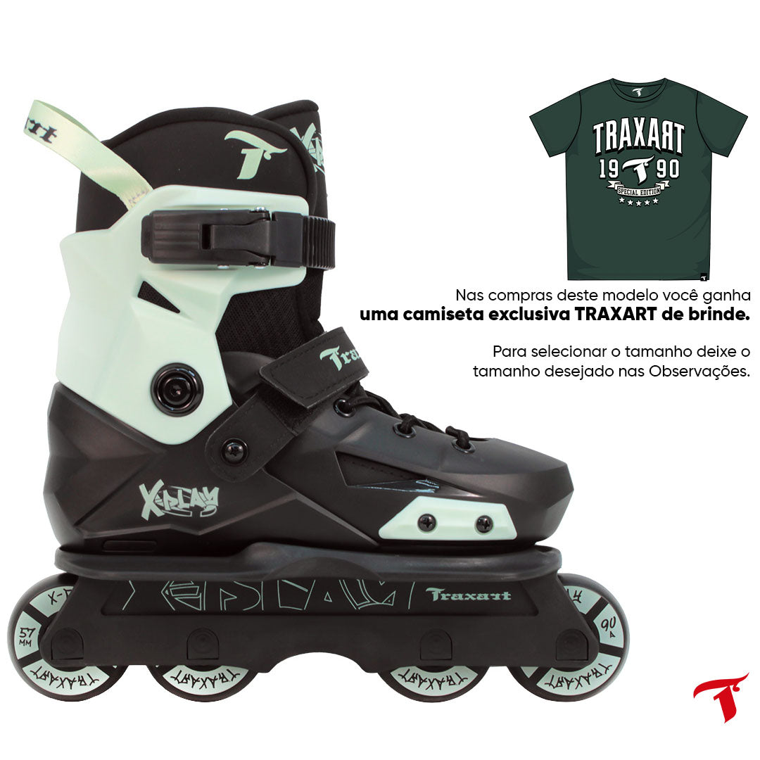 Patins Infantil X-Play Preto e Verde - 57mm ABEC-9 Cromo
