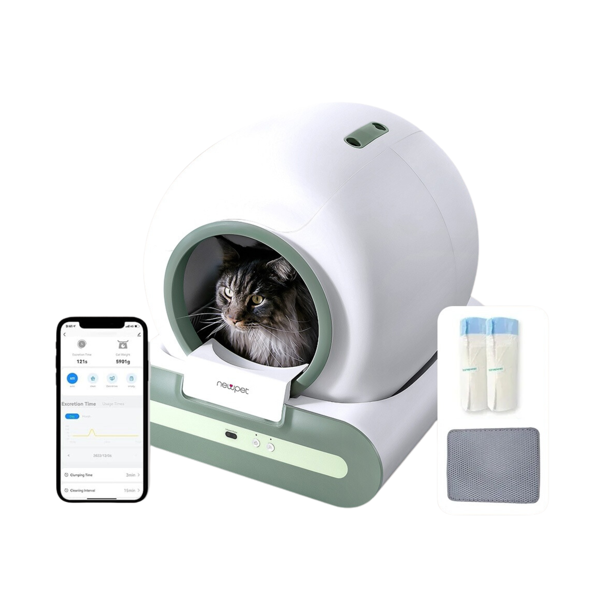 Caixa de Areia Inteligente Automática NewPet 65L Premium