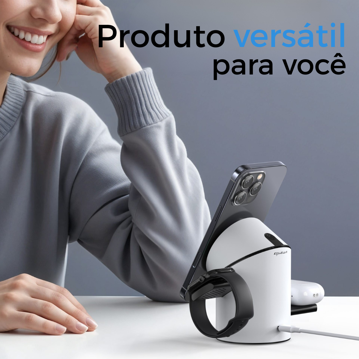 Carregador Sem Fio 3 em 1 Qi2