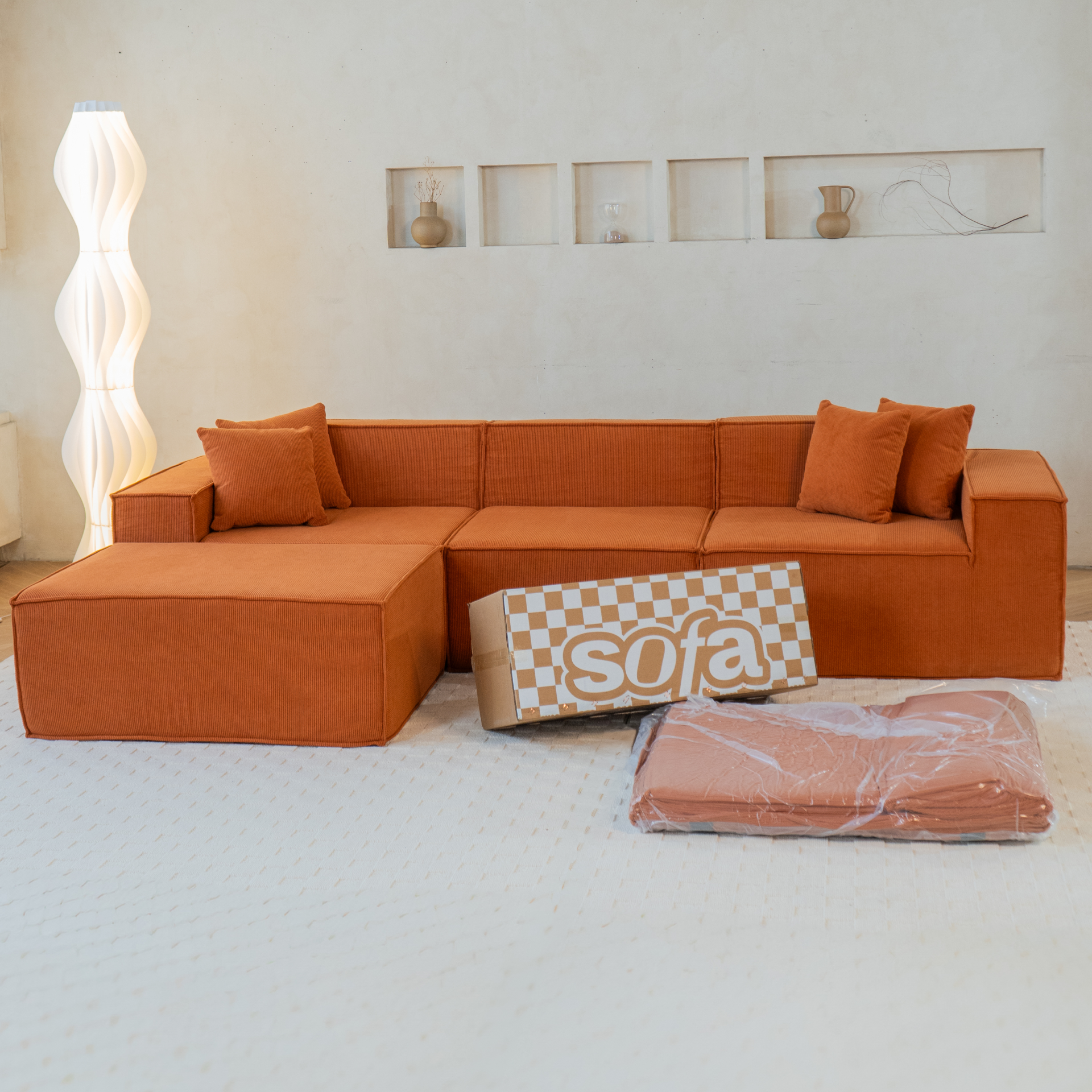 Sofá Modular Pelion 3 Lugares com 1 Chaise - Azul