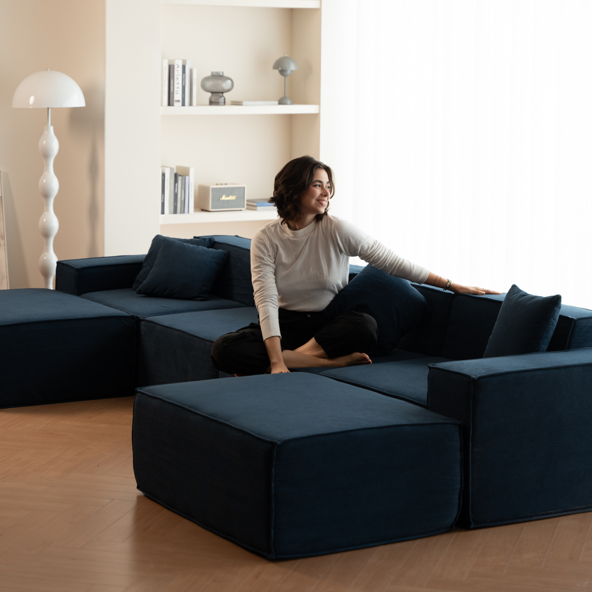 Sofá Modular Pelion 3 Lugares com 1 Chaise - Laranja
