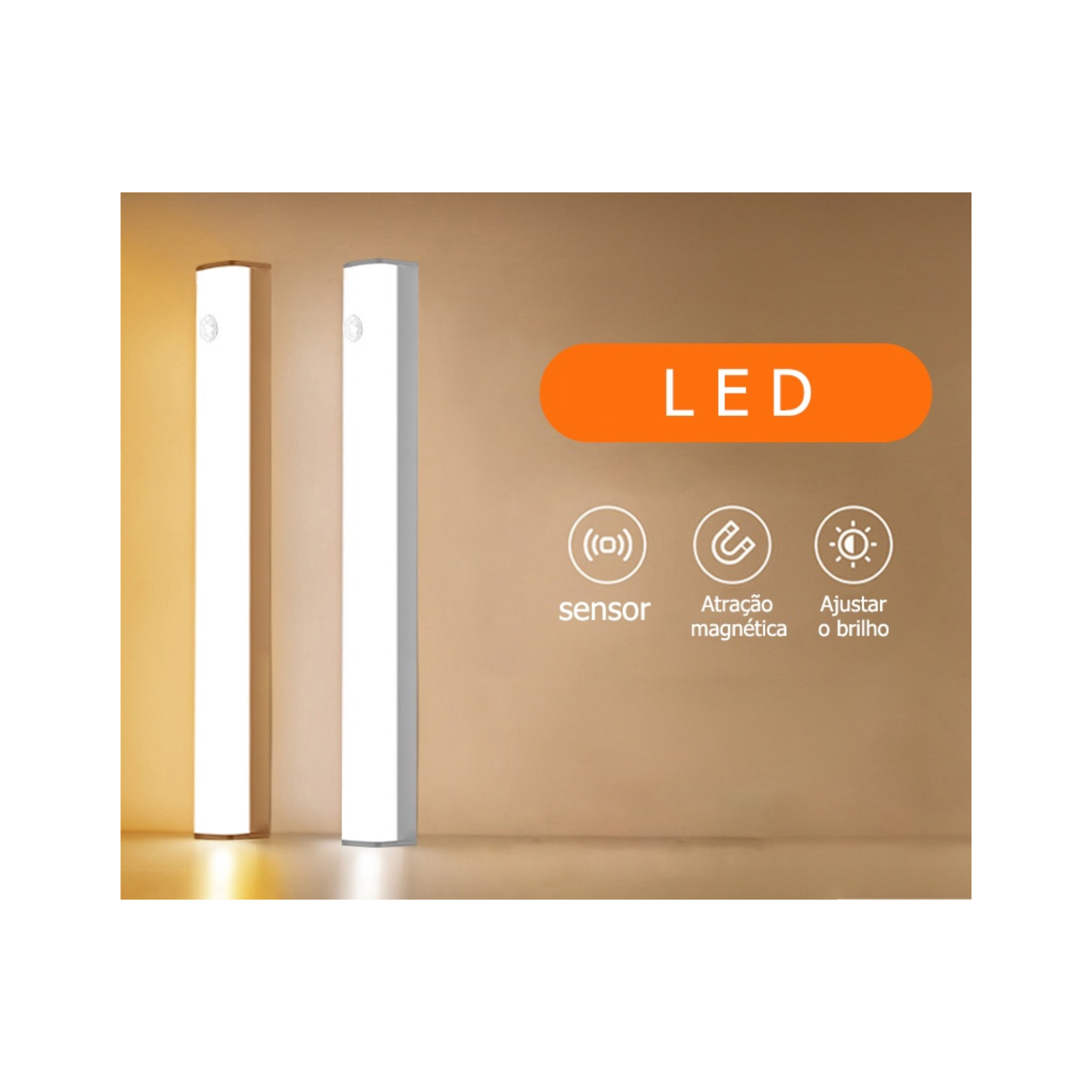 LED Sensor de Movimento Inteligente Sem Fio 50cm Plus+