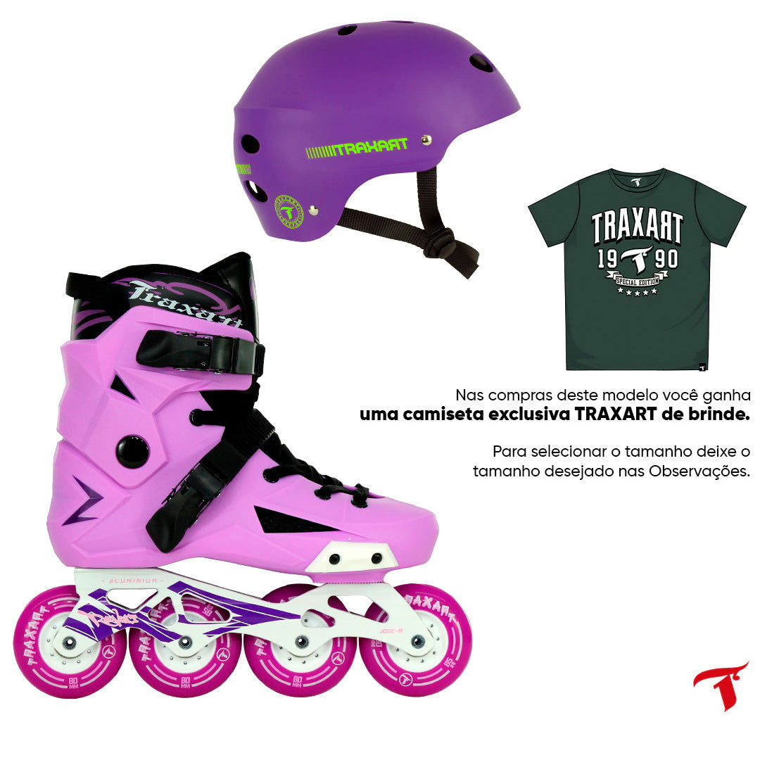 Patins Revolt Lilás + Capacete Future Roxo