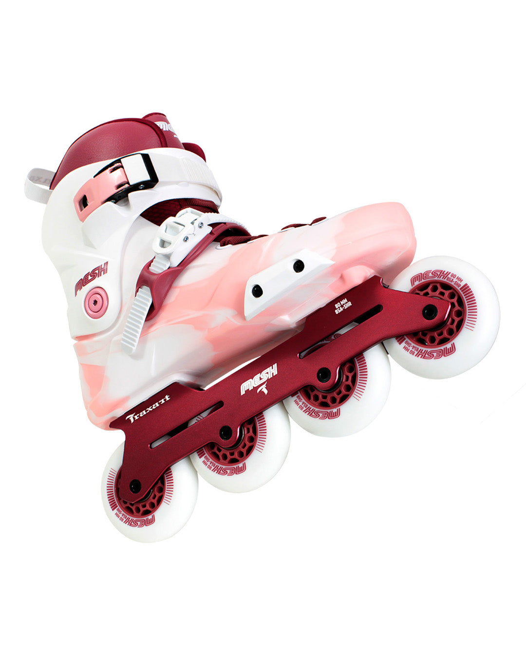 Patins Mesh Branco e Pink - 80mm ABEC-9 Cromo