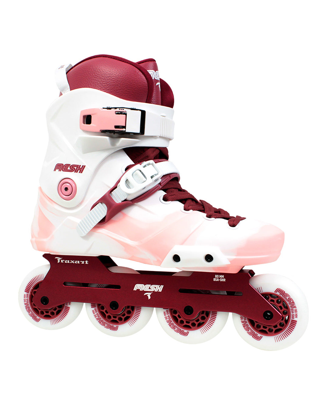 Patins Mesh Branco e Pink - 80mm ABEC-9 Cromo