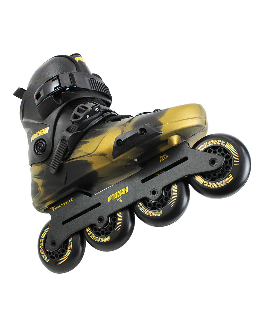 Patins Mesh Black e Gold - 80mm ABEC-9 Cromo