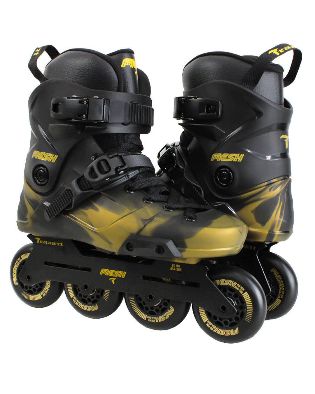 Patins Mesh Black e Gold - 80mm ABEC-9 Cromo
