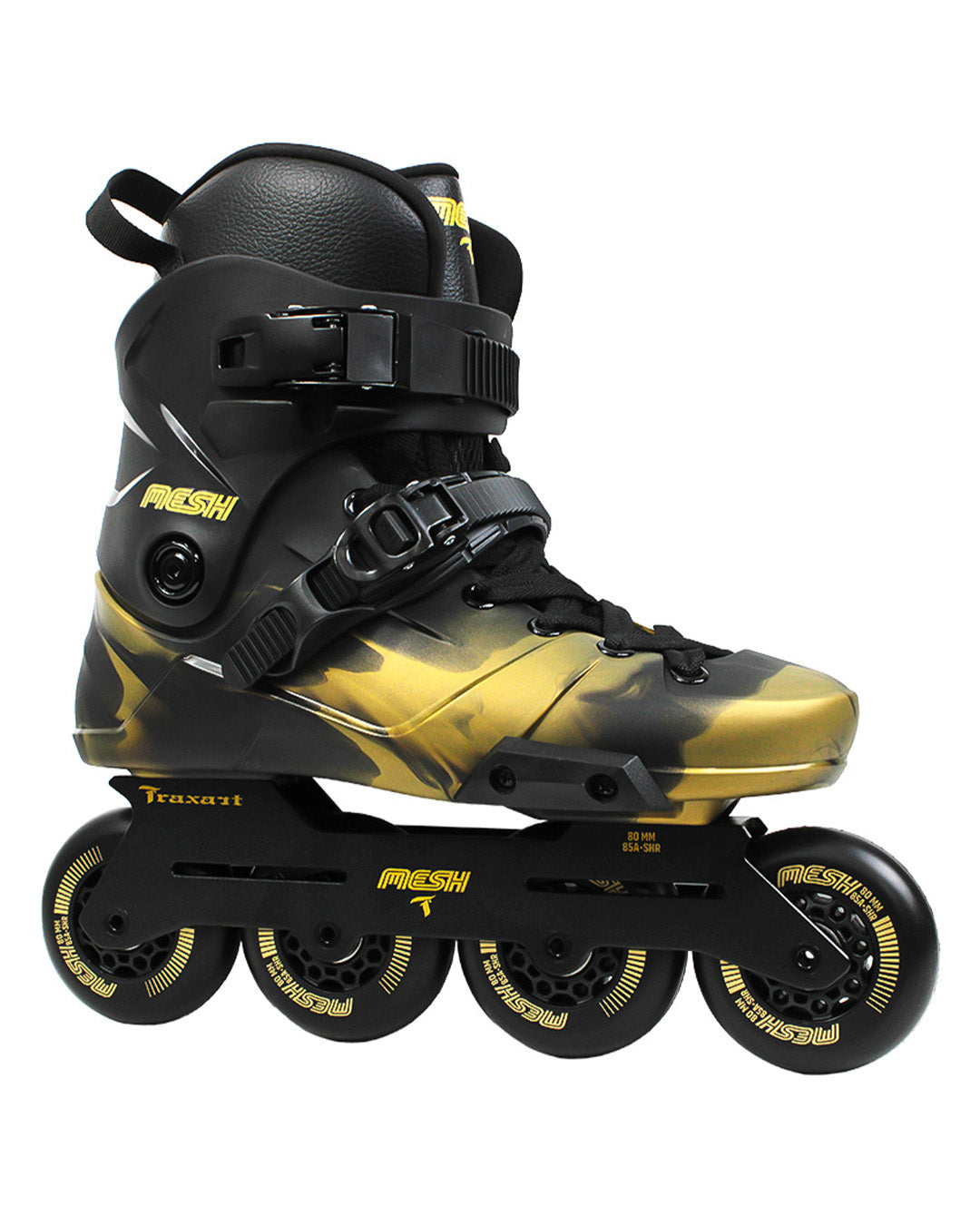 Patins Mesh Black e Gold - 80mm ABEC-9 Cromo