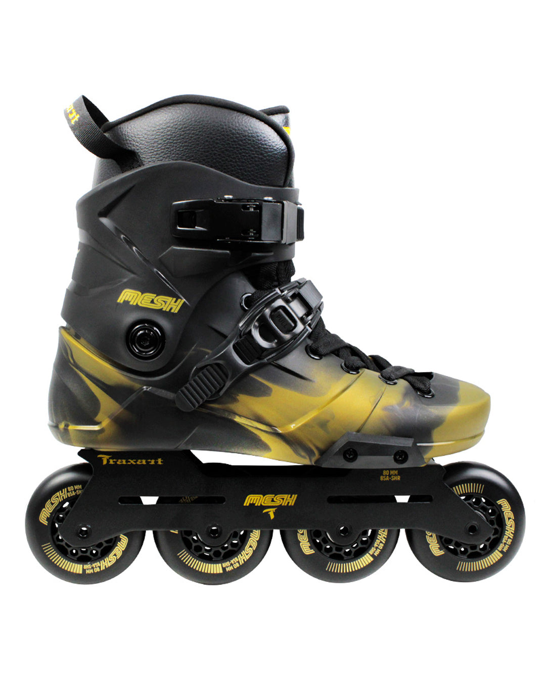 Patins Mesh Black e Gold - 80mm ABEC-9 Cromo