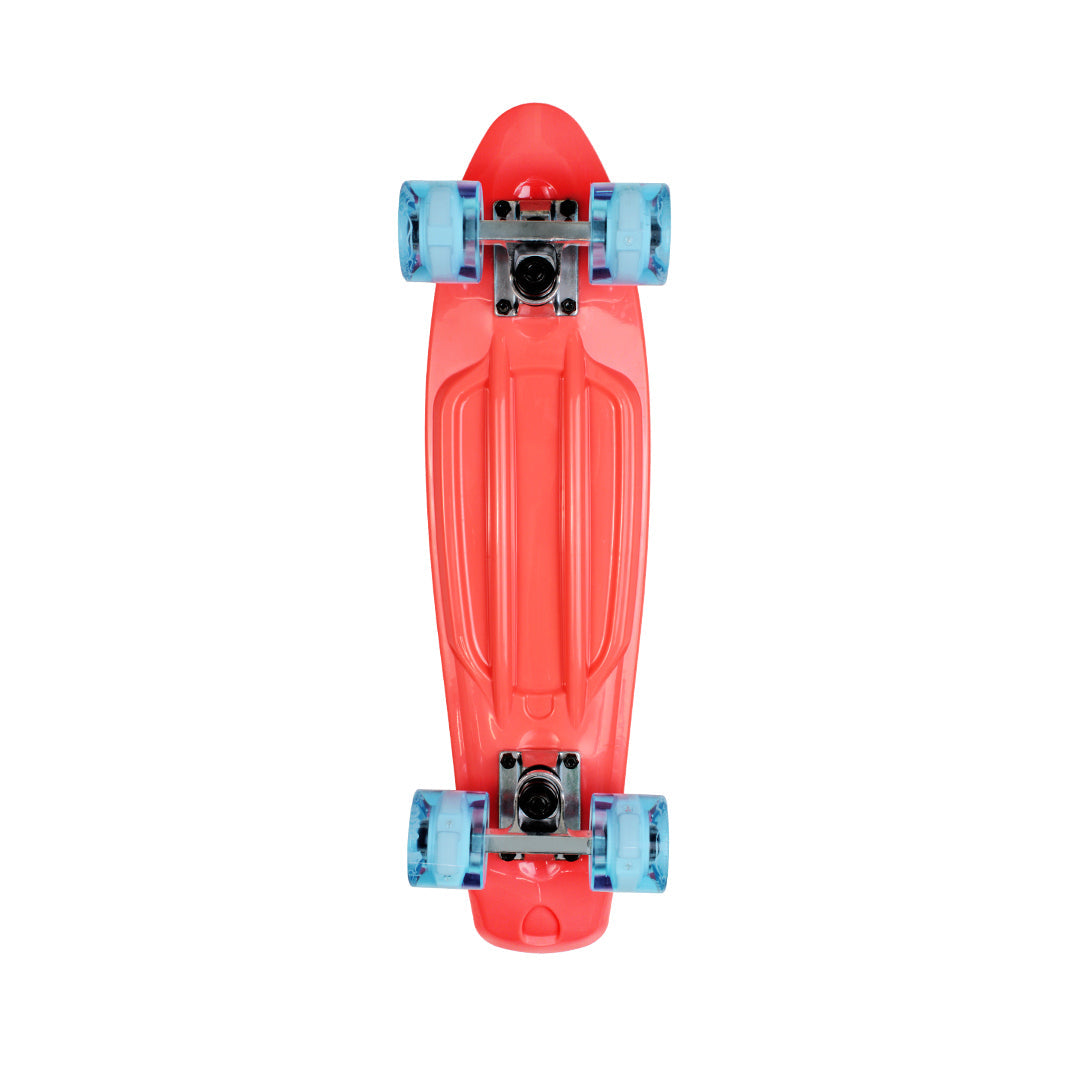Skate Mini Cruiser Plástico Laranja Com Rodas de Led