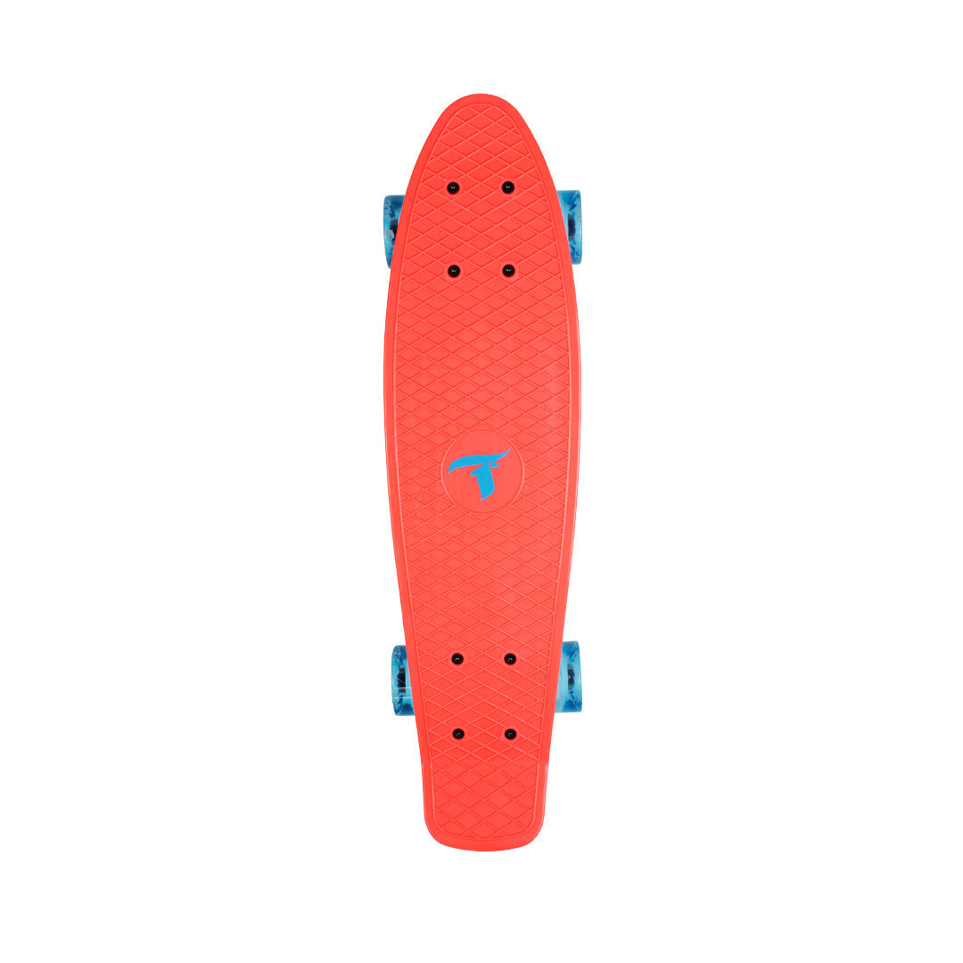 Skate Mini Cruiser Plástico Laranja Com Rodas de Led
