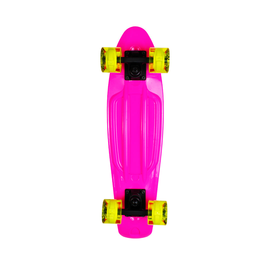 Skate Mini Cruiser Plástico Pink Com Rodas de Led