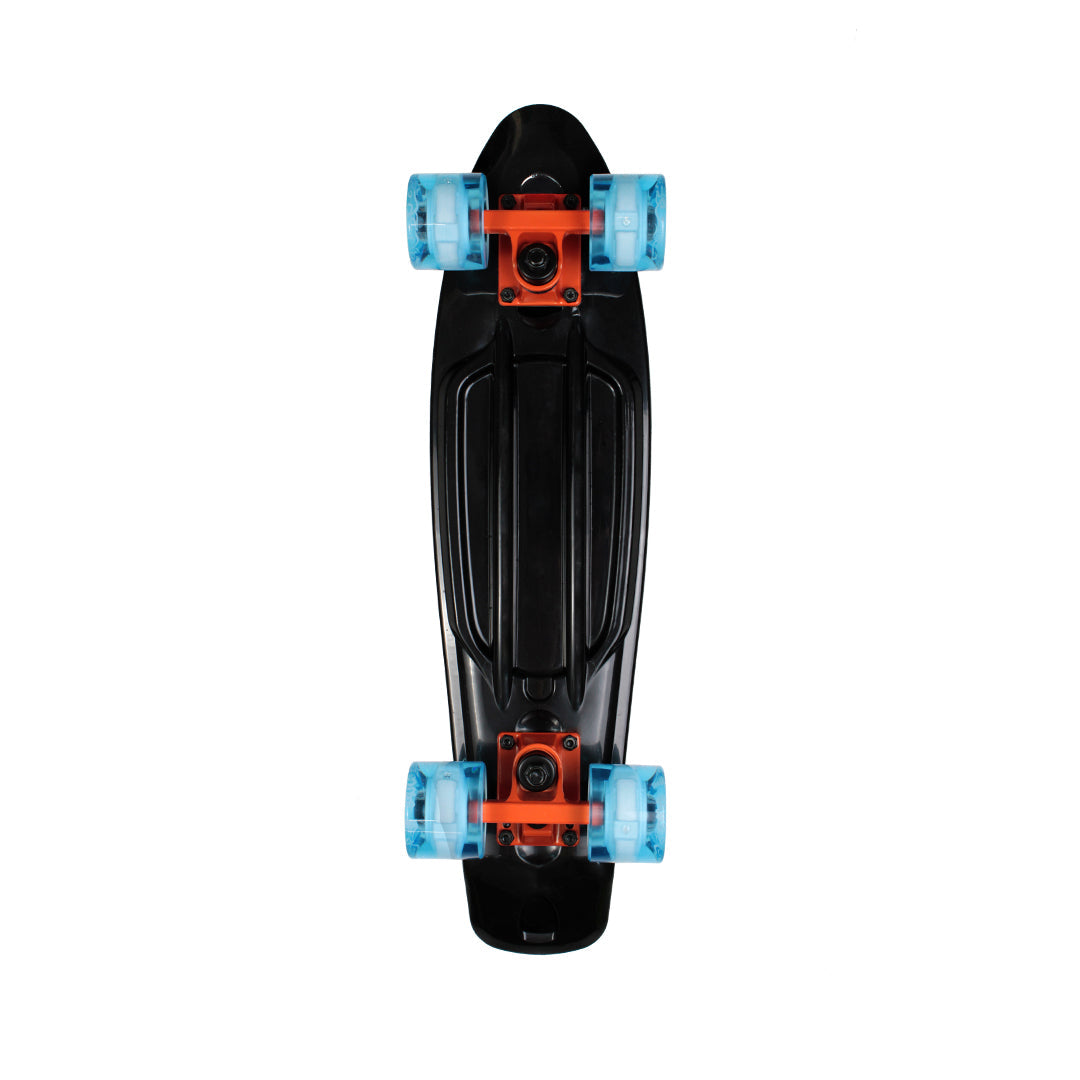 Skate Mini Cruiser Plástico Preto Com Rodas de Led