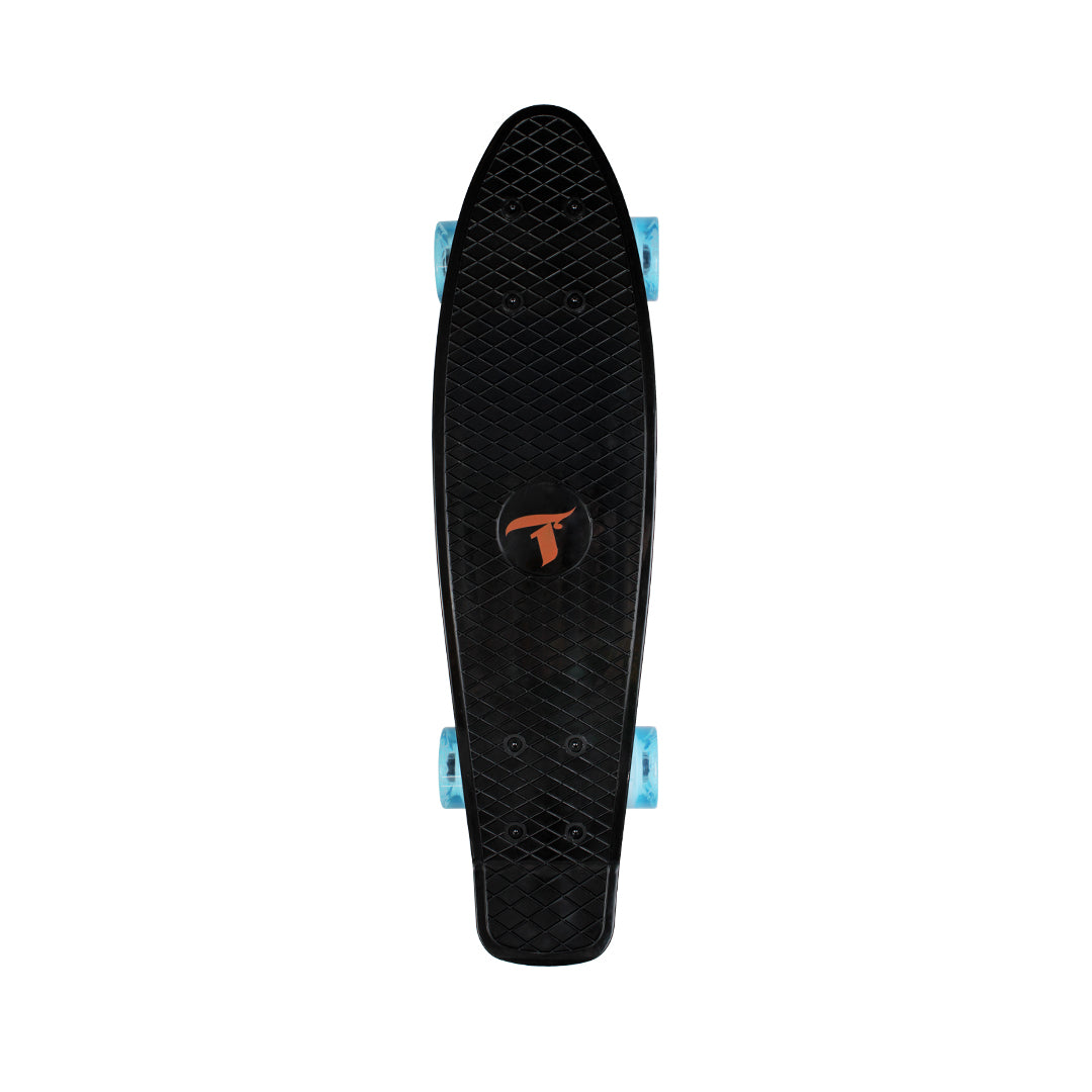 Skate Mini Cruiser Plástico Preto Com Rodas de Led