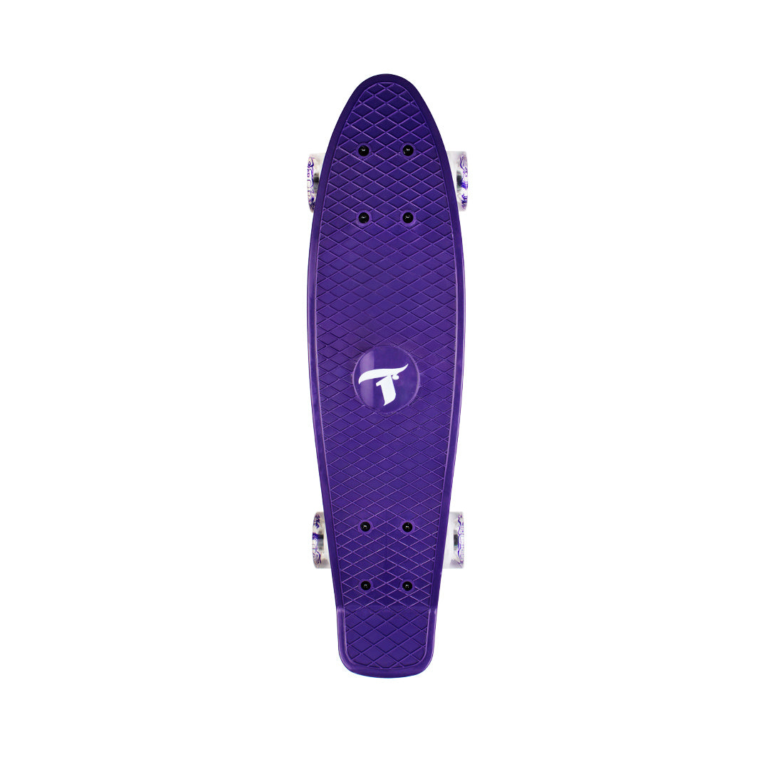 Skate Mini Cruiser Plástico Roxo Com Rodas de Led
